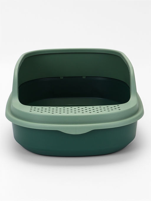Лоток для кошек Фур-Мур 48×35.5 см с высоким бортом + совок, Soft-touch, изумруд