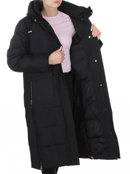 8359 BLACK Пальто зимнее женское (200 гр. холлофайбер)