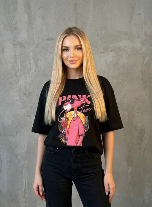 K13422 Футболка OVER SIZE (хлопок) ЧЕРНЫЙ