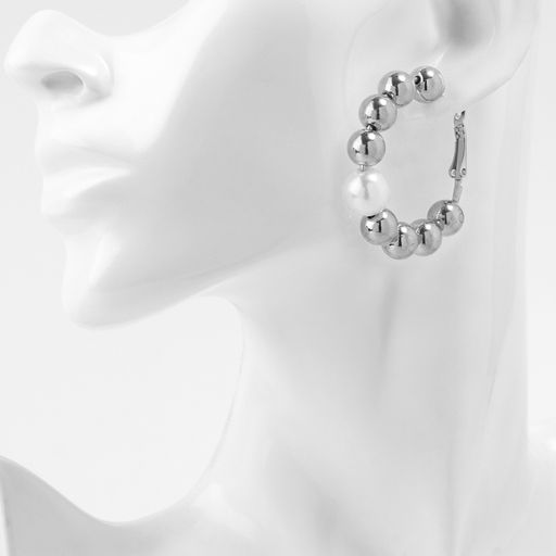 Серьги кольца QF Окружение, d=5.7, цвет серебро  фото 3