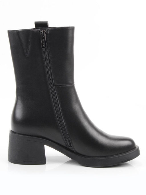 01-M43-5 BLACK Ботинки демисезонные женские (натуральная кожа, байка)