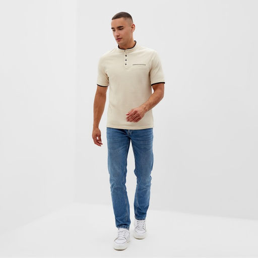 Футболка поло мужская MINAKU REGULAR FIT: бежевая, р-р 42