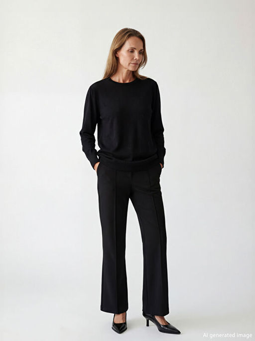 Bisiklet Yaka Ta?l? Kad?n Triko Kazak