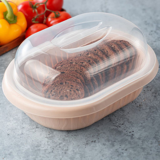 "Жасмин" Хлебница пластмассовая 31х24х13см, со вставкой, прозрачная крышка, полипропилен, т.м. NECO (Россия)