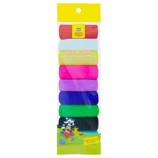 Набор цветной бумаги крепированной 10шт., ассорти (БК12_54886, Мульти-Пульти) 10*200см., 110г/м2, в рулонах