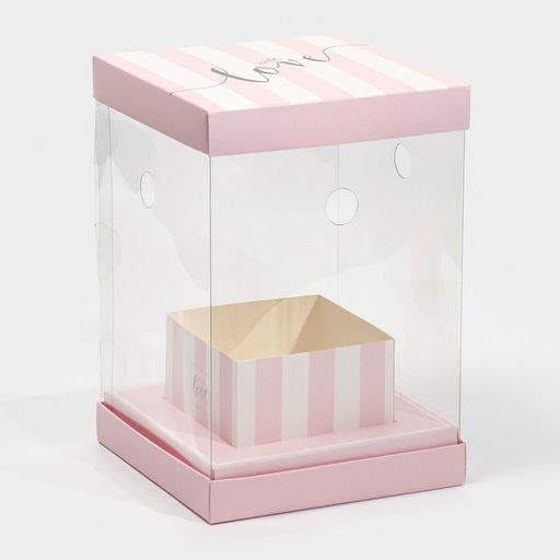 Коробка для цветов с вазой и PVC окнами складная With love, 16 х 23 х 16 см - Дарите счастье фото 2