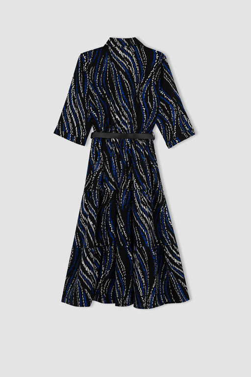 Платье миди с воротником-рубашкой и узором до половины рукава - Defacto фото 10