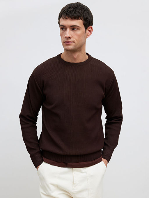 Bisiklet Yaka Fitilli Erkek Triko Kazak