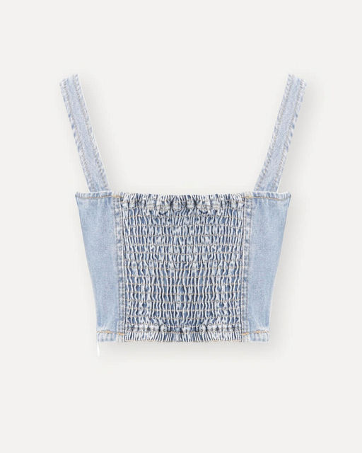 Укороченный джинсовый топ в стиле пэчворк - Incity фото 4