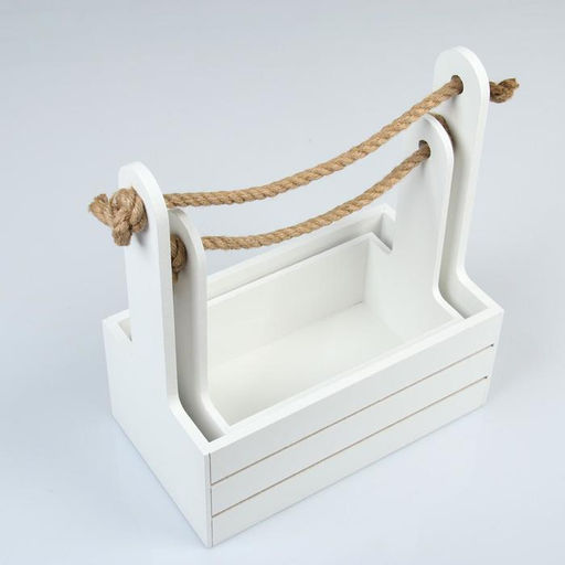 Набор деревянных кашпо Dear, 2 шт., ручка - канат, белый