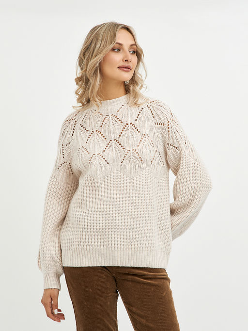 джемпер женский из шерсти с перфорацией - Glenfield фото 3