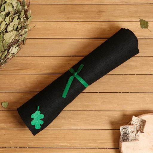 Коврик - лежак для бани и сауны «Дубовый лист», 150×50 см, полиэфир, чёрный