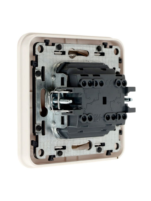 Выключатель, серия Circular, 10 А, двухклавишный, скрытый монтаж, серебристая рамка, белый - Simaland фото 5