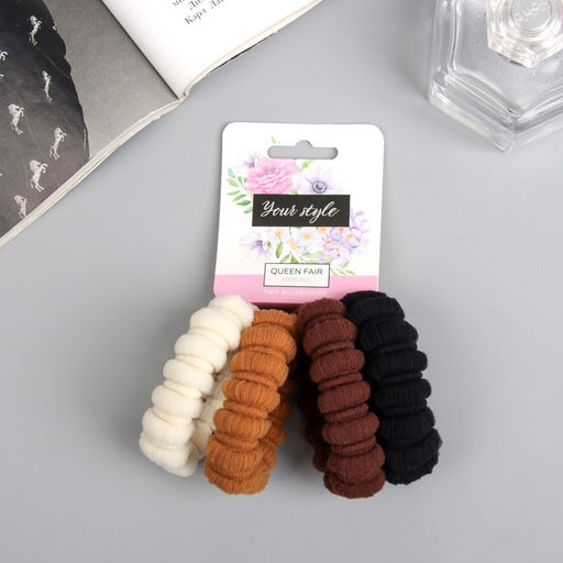 Цена за 3 шт. Резинки для волос «Махрушка спорт», набор 4 шт., полосы узор объём, 4.5 см