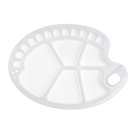 Палитра пластиковая, овальная с ячейками, 34×24.5 см, с отверстием под палец