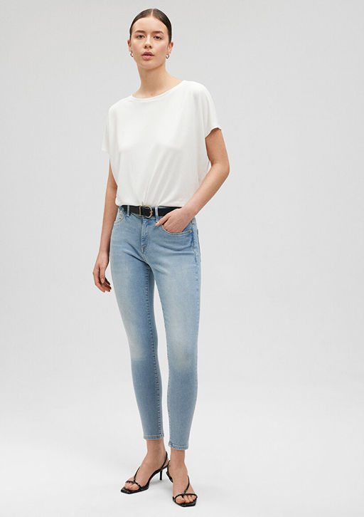 Alissa Gold Premium Ac?k Mavi Jean Pantolon