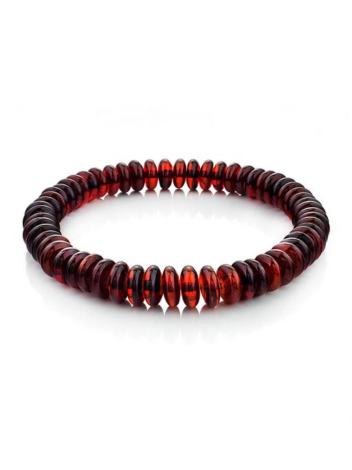 Лёгкий браслет из натурального балтийского янтаря Карамель вишнёвая