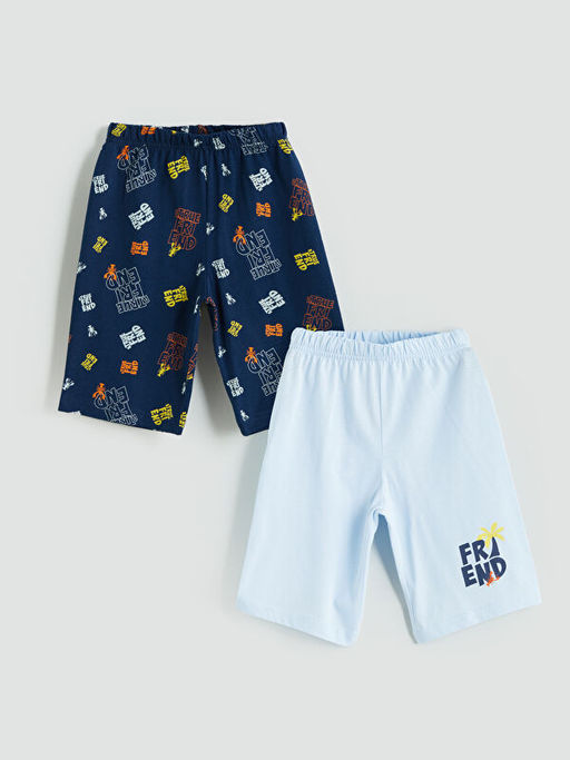 Bisiklet Yaka Bask?l? Erkek ?ocuk Pijama Alt 2li