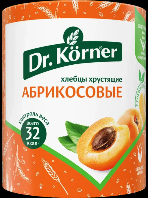 Цена за 2 шт. Хлебцы хрустящие Злаковый коктейль абрикосовый 0,09 - Dr.korner фото 2
