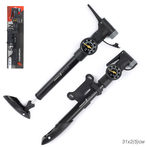 Велонасос COMIRON STATION с манометром, алюминиевый цилиндр, ручка литой пластик, Presta-Schrader, 8,6 бар. /уп 50 - Галеонтрейд фото 6