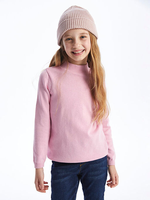 Yar?m Bal?k?? Yaka Basic Uzun Kollu K?z ?ocuk Triko Kazak