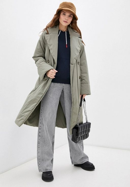 Объемное утепленное пальто запашного кроя - Incity фото 6