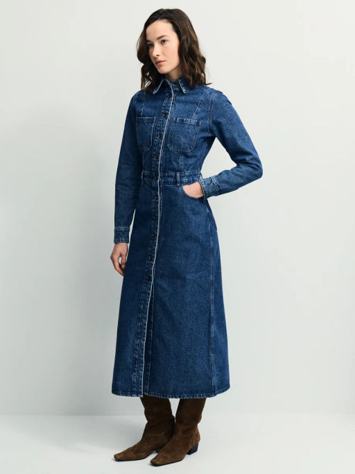 ДЖИНСОВОЕ ПЛАТЬЕ МИДИ НА ПУГОВИЦАХ / Zarina