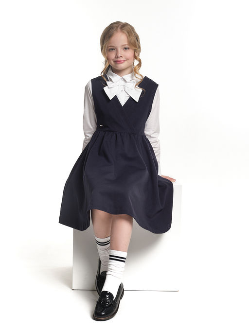 Сарафан Платье для девочки школьная форма синяя 22-7309 синий - Mini maxi фото 3