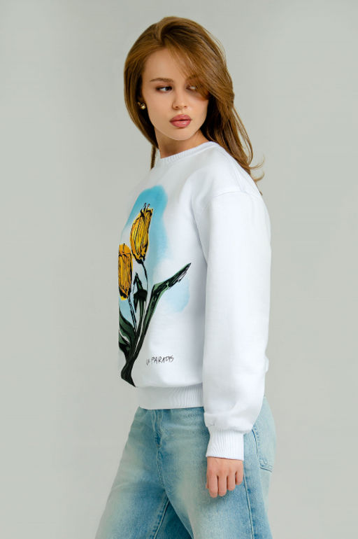 Арт. 15129 Свитшот женский 42-50 (5 шт) Цвет:белый - Калинка фото 5