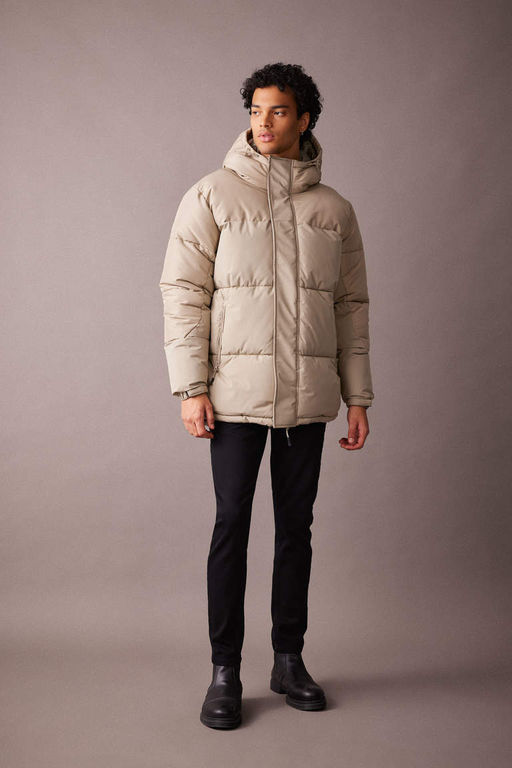 Водоотталкивающая куртка-пуховик стандартного кроя с капюшоном - Defacto фото 2