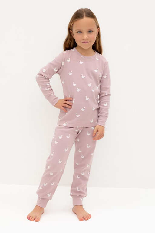 К 1552/розово-сиреневый,лебеди пижама дет