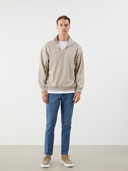 Dik Yaka Polar Erkek Sweatshirt