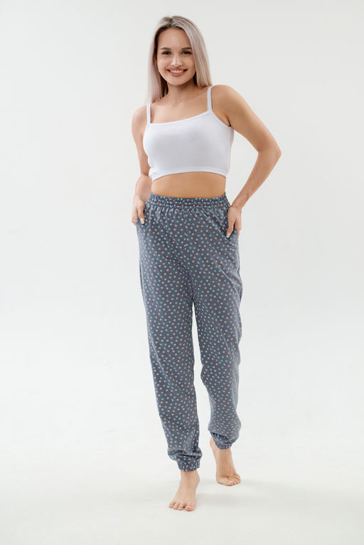 Брюки женские из кулирки на резинке серый - Амадэль фото 4