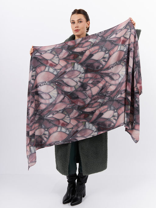 Большой, мягкий, тонкий и очень нежный двусторонний палантин с рисунком - Tantino фото 8