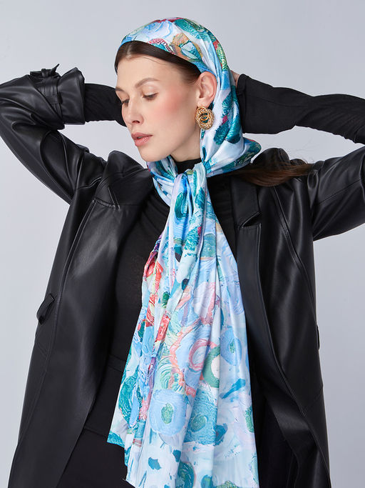 Большой, мягкий, тонкий и очень нежный двусторонний палантин с рисунком - Tantino фото 11