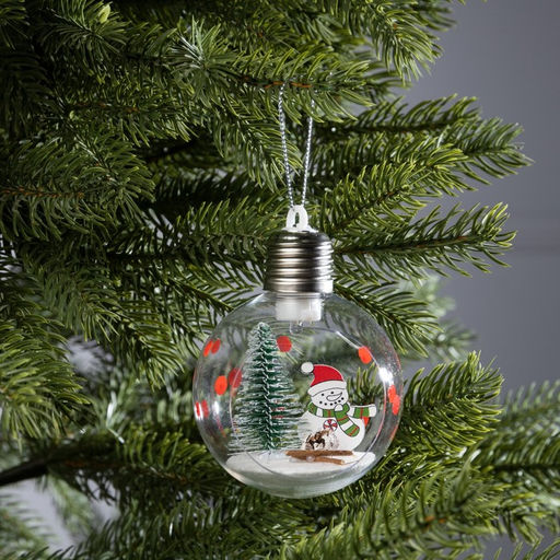 Ёлочный шар Снеговик, d=8 см, 1 LED, от батареек, свечение тёплое белое - Luazon lighting фото 7