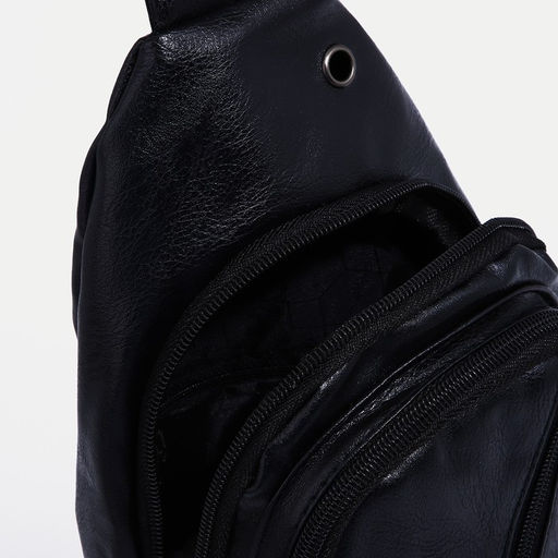 Сумка слинг мужская, искусственная кожа, отверстие для наушников, цвет чёрный - Simaland фото 5