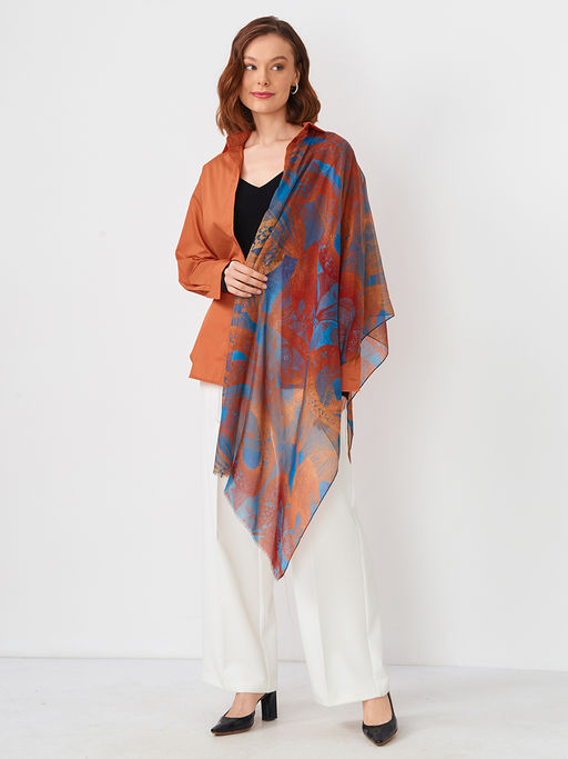 Большой, мягкий, тонкий и очень нежный двусторонний палантин с рисунком в стиле арт-деко - Tantino фото 3