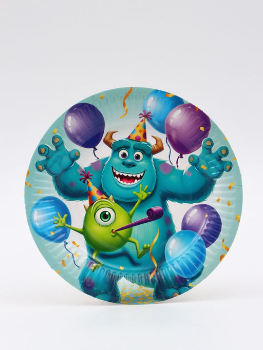 Цена за 10 шт. Тарелка одноразовая бумажная 18 см, Монстры