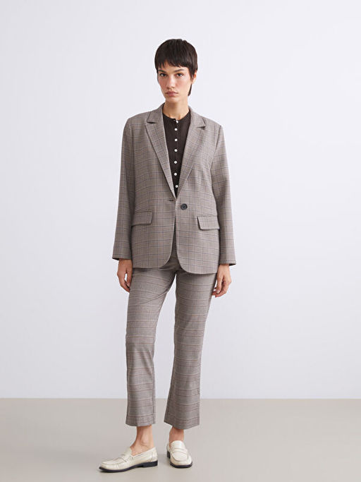 Ekose Kad?n Blazer Ceket