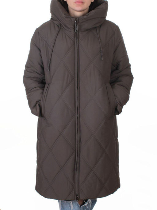 A612 GRAY/BROWN Куртка зимняя женская (верблюжья шерсть, 120 гр. холлофайбер)