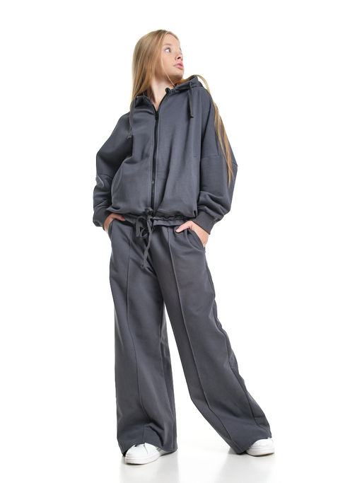 Толстовка на молнии с капюшоном 22-7640 серый - Mini maxi фото 26