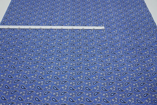 Бязь Цветочные огурчики цв.васильково-голубой, ш.1.5м, хлопок-100%, 120гр/м.кв - Купава фото 2