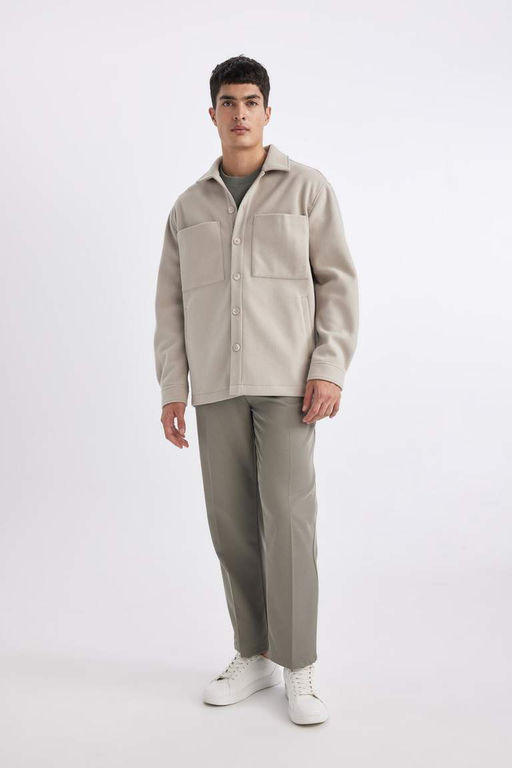 Шерстяная куртка-рубашка с воротником-поло Relax Fit - Defacto фото 6