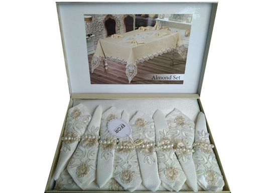 Скатерть EFOR ALMOND SET 160*220 8 салфеток- крем