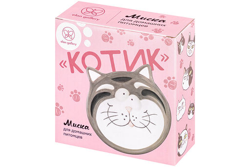 Миска для домашних питомцев 250 мл 15*13*4,5 см Котик, серый, керамика - Elan gallery фото 8