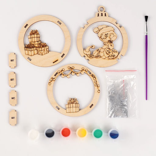 Ёлочная игрушка из дерева своими руками на новый год Подарок от змейки, набор для творчества - Лесная мастерская фото 3