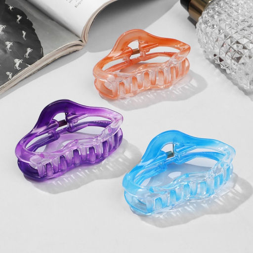 Цена за 12 шт. Крабик для волос «Альба», овал колор, 7 см, МИКС