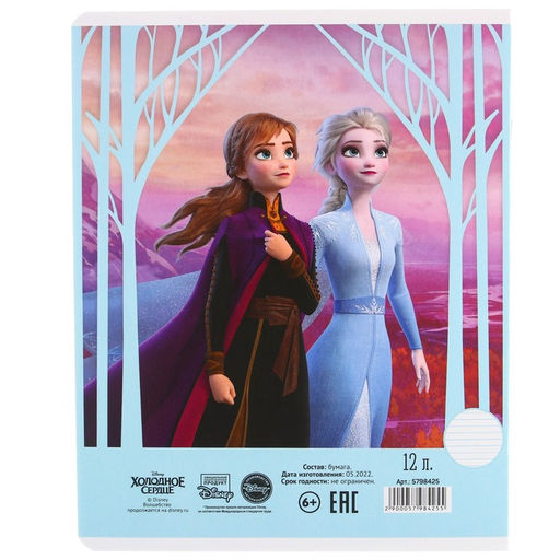 Цена за 10 шт. Тетрадь 12 листов, линейка, Холодное сердце 5 видов МИКС - Disney фото 10