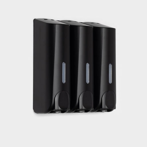 Диспенсер для мыла SAVANNA, механический, 3 отсека по 350 мл, шампунь, кондиционер, гель, чёрный